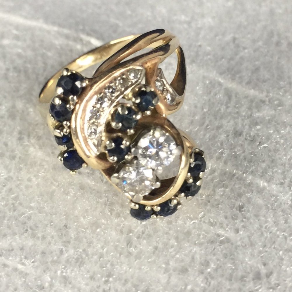 Custom Made Twin Diamond, 11 Sapphires accented with more Diamonds (RING)  7